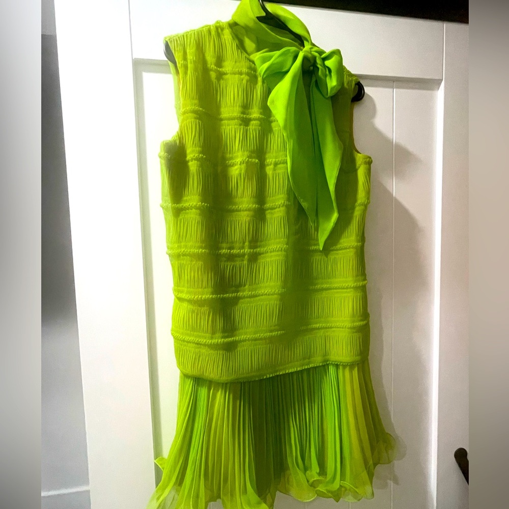 Handmade Vintage GORGEOUS Lime Green Dress!